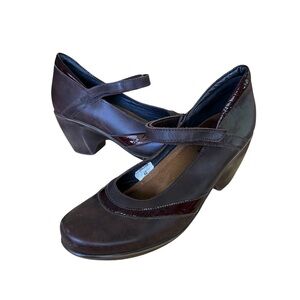 NAOT Mary Jane Pump Block Heel Leather Brown Leather Women’s Shoes Size 40